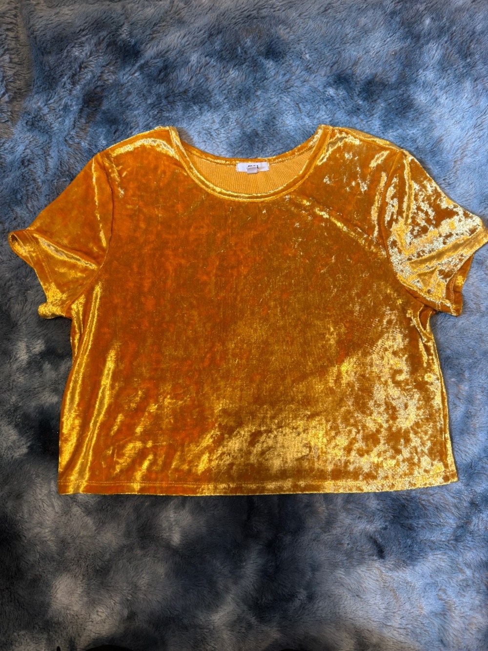 Ardene Mustard Gold Crushed Velvet Crop Top | L